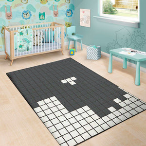 White Brick Puzzle Video Game Print Area Rug