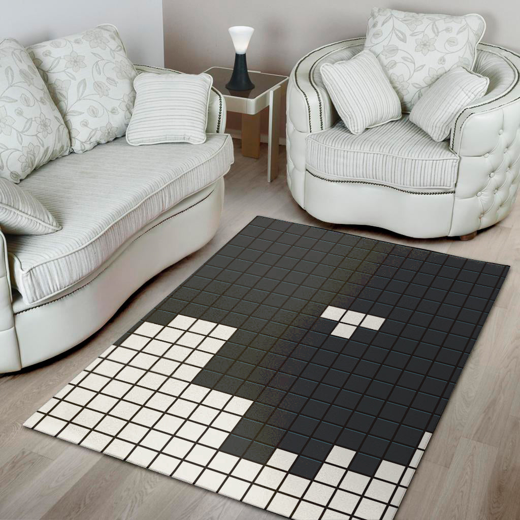 White Brick Puzzle Video Game Print Area Rug