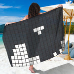 White Brick Puzzle Video Game Print Beach Sarong Wrap