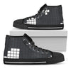 White Brick Puzzle Video Game Print Black High Top Shoes