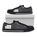 White Brick Puzzle Video Game Print Black Low Top Sneakers