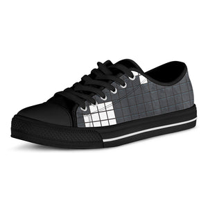 White Brick Puzzle Video Game Print Black Low Top Shoes