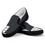 White Brick Puzzle Video Game Print Black Slip On Shoes