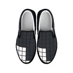 White Brick Puzzle Video Game Print Black Slip On Shoes