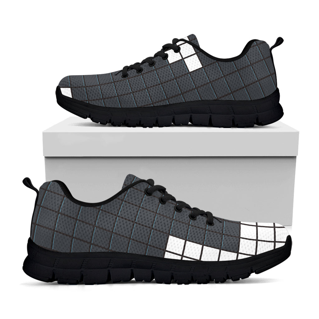 White Brick Puzzle Video Game Print Black Sneakers