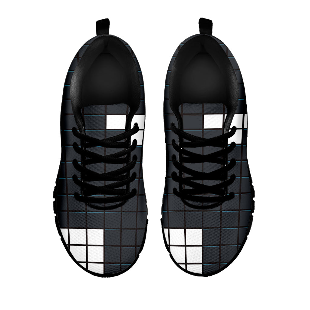 White Brick Puzzle Video Game Print Black Sneakers