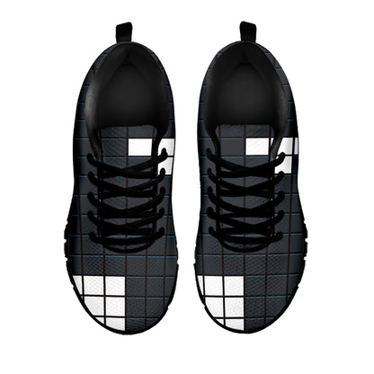 White Brick Puzzle Video Game Print Black Sneakers