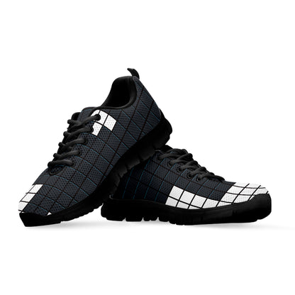 White Brick Puzzle Video Game Print Black Sneakers