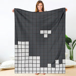 White Brick Puzzle Video Game Print Blanket