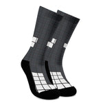 White Brick Puzzle Video Game Print Crew Socks