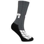 White Brick Puzzle Video Game Print Crew Socks