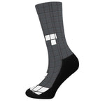 White Brick Puzzle Video Game Print Crew Socks