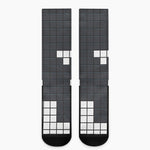 White Brick Puzzle Video Game Print Crew Socks