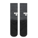 White Brick Puzzle Video Game Print Crew Socks
