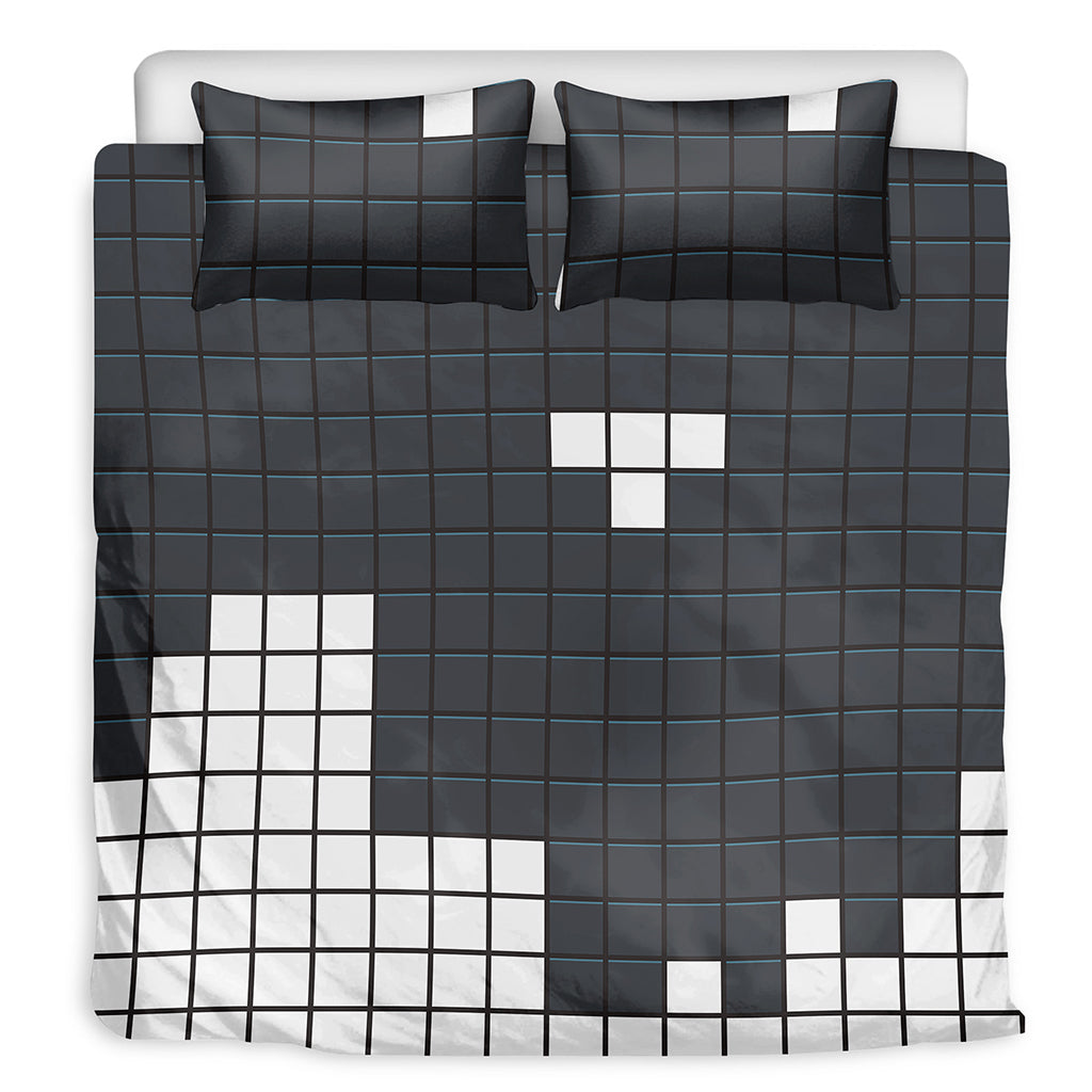 White Brick Puzzle Video Game Print Duvet Cover Bedding Set