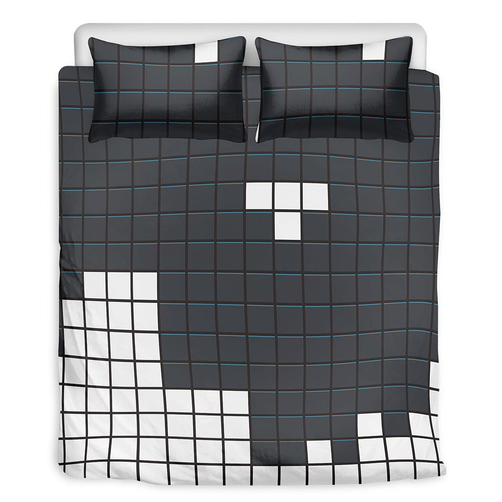 White Brick Puzzle Video Game Print Duvet Cover Bedding Set