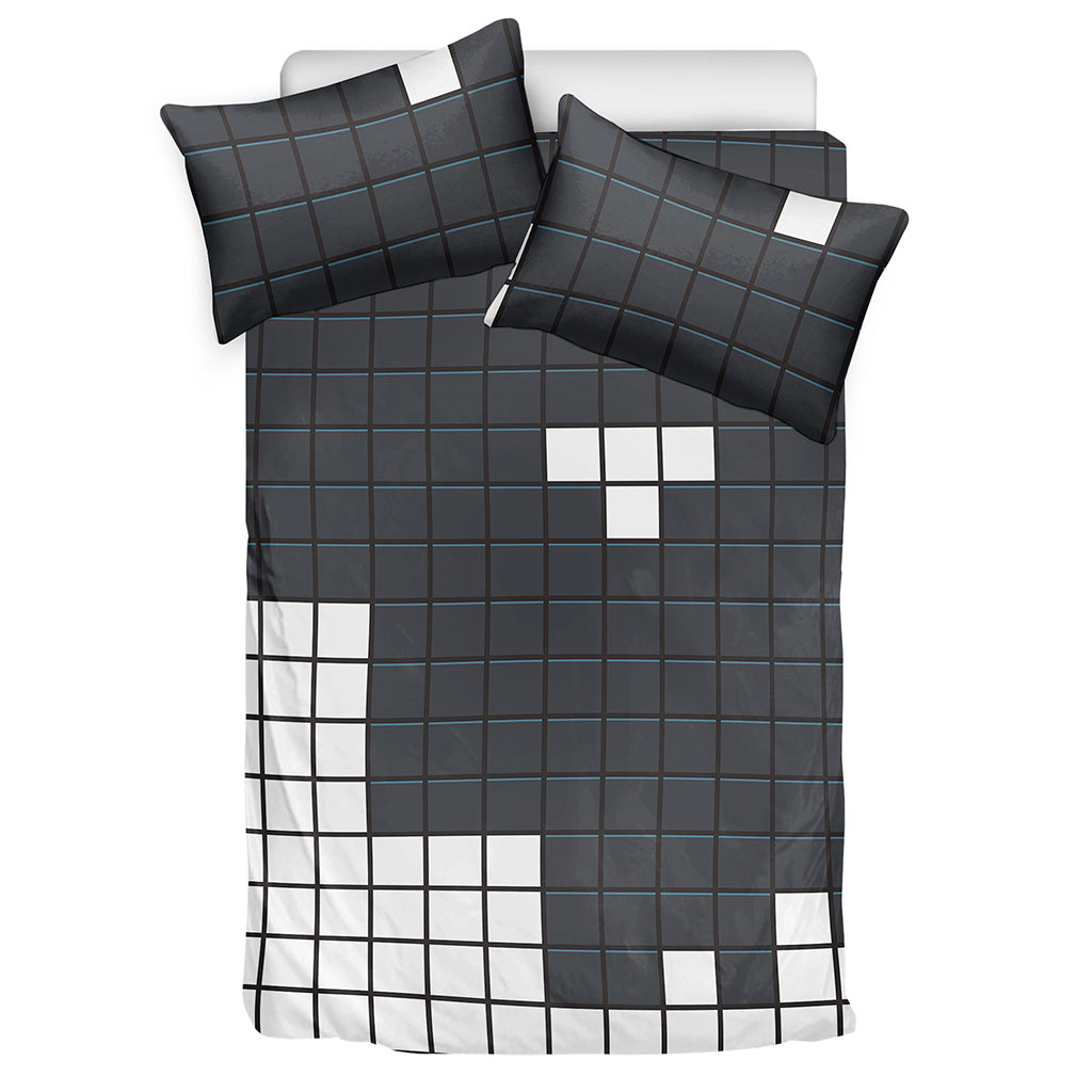 White Brick Puzzle Video Game Print Duvet Cover Bedding Set