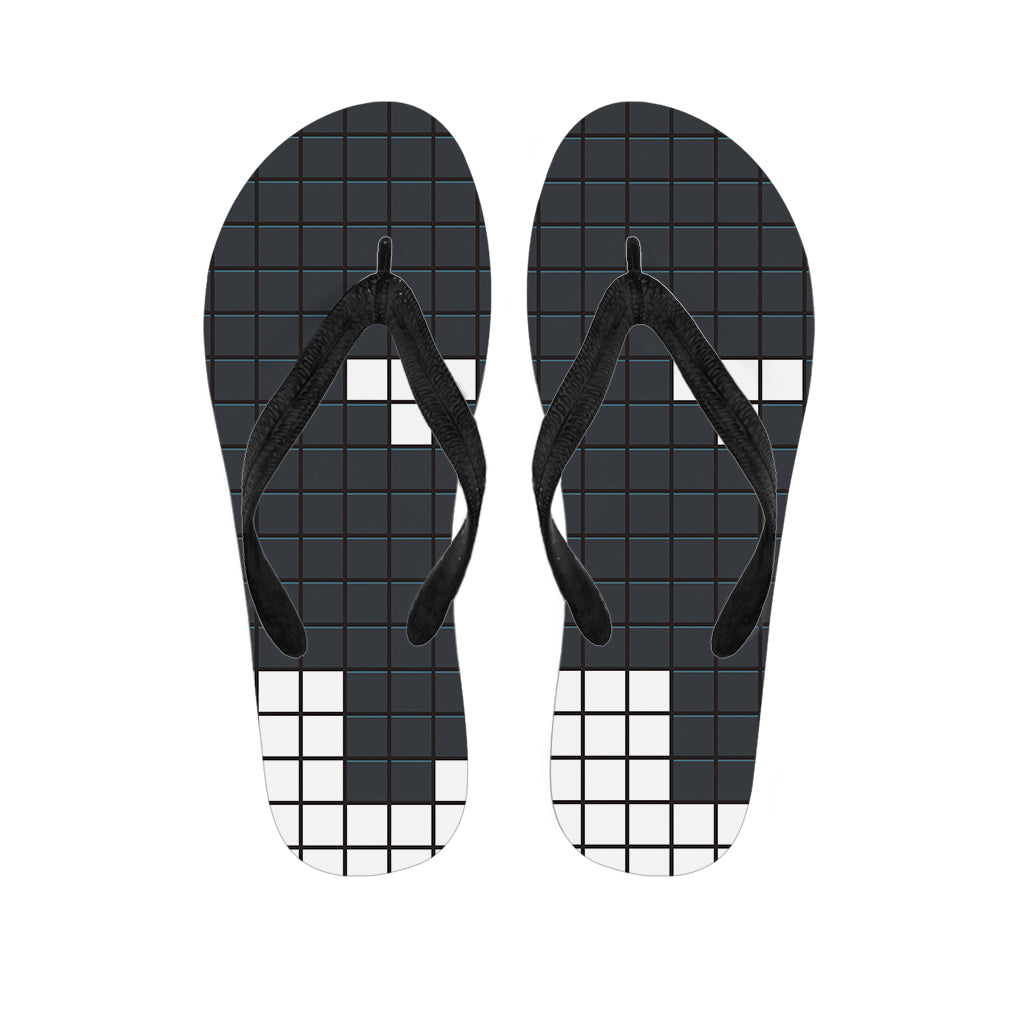 White Brick Puzzle Video Game Print Flip Flops