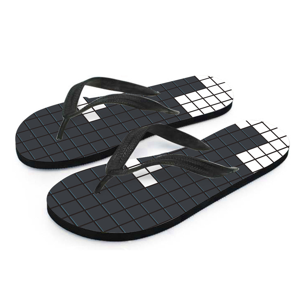 White Brick Puzzle Video Game Print Flip Flops