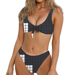 White Brick Puzzle Video Game Print Front Bow Tie Bikini