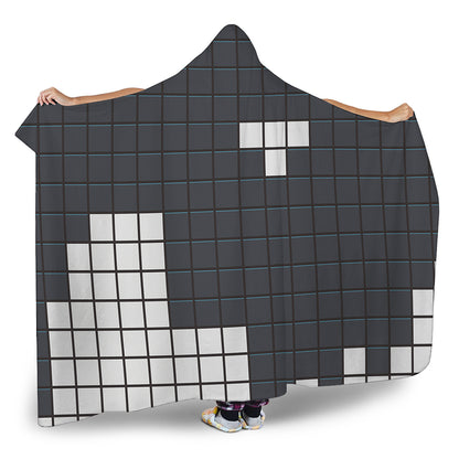 White Brick Puzzle Video Game Print Hooded Blanket