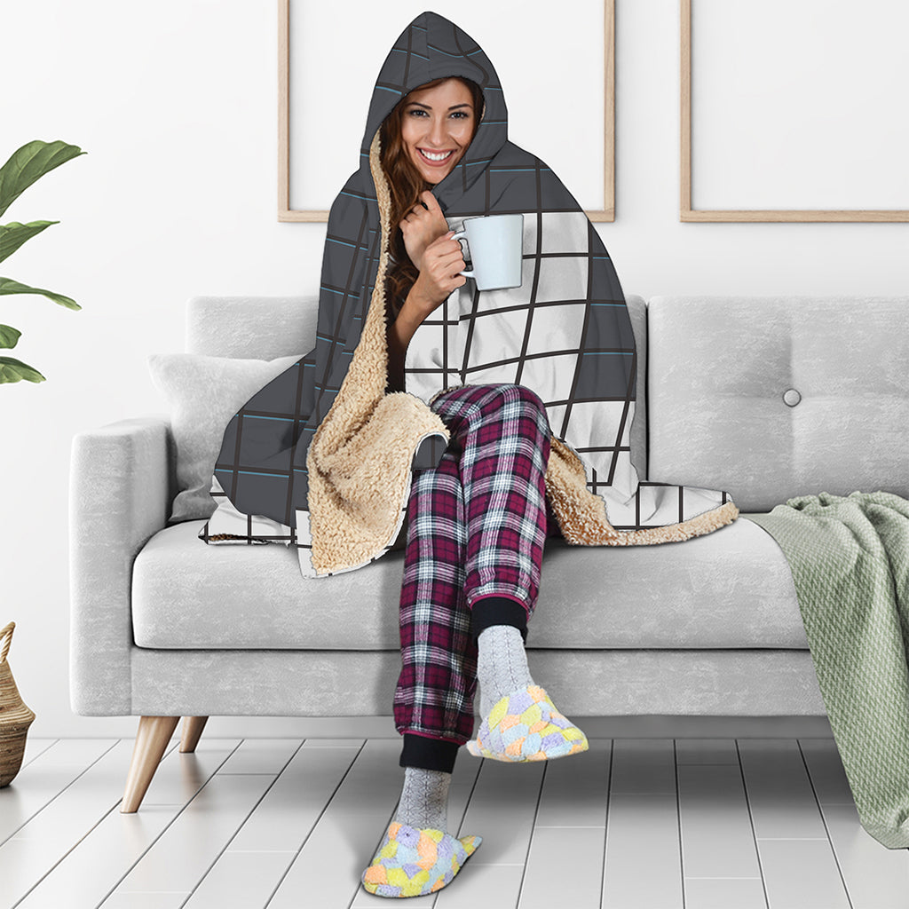 White Brick Puzzle Video Game Print Hooded Blanket