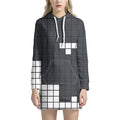 White Brick Puzzle Video Game Print Pullover Hoodie Dress