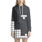 White Brick Puzzle Video Game Print Hoodie Dress