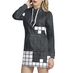 White Brick Puzzle Video Game Print Hoodie Dress