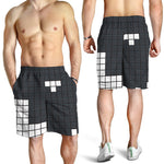 White Brick Puzzle Video Game Print Men's Shorts