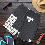 White Brick Puzzle Video Game Print Men's Shorts