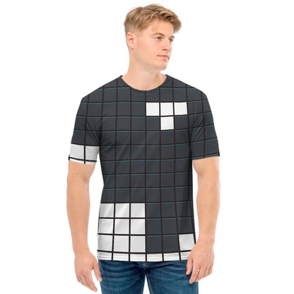 White Brick Puzzle Video Game Print Men's T-Shirt