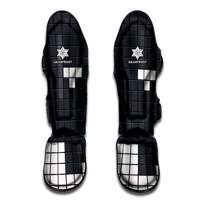 White Brick Puzzle Video Game Print Muay Thai Shin Guard