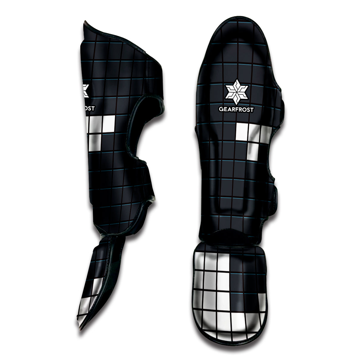 White Brick Puzzle Video Game Print Muay Thai Shin Guard
