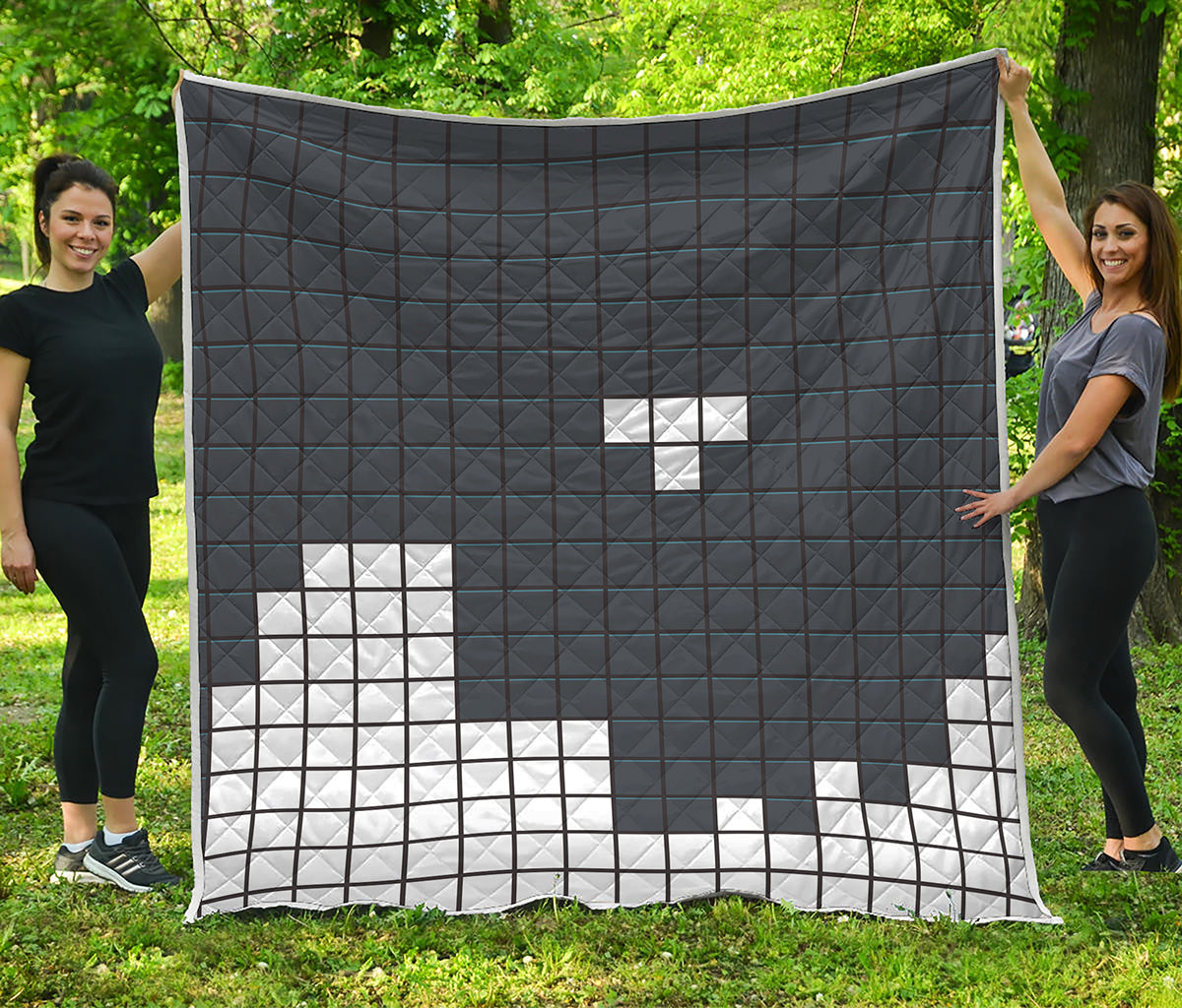 White Brick Puzzle Video Game Print Quilt