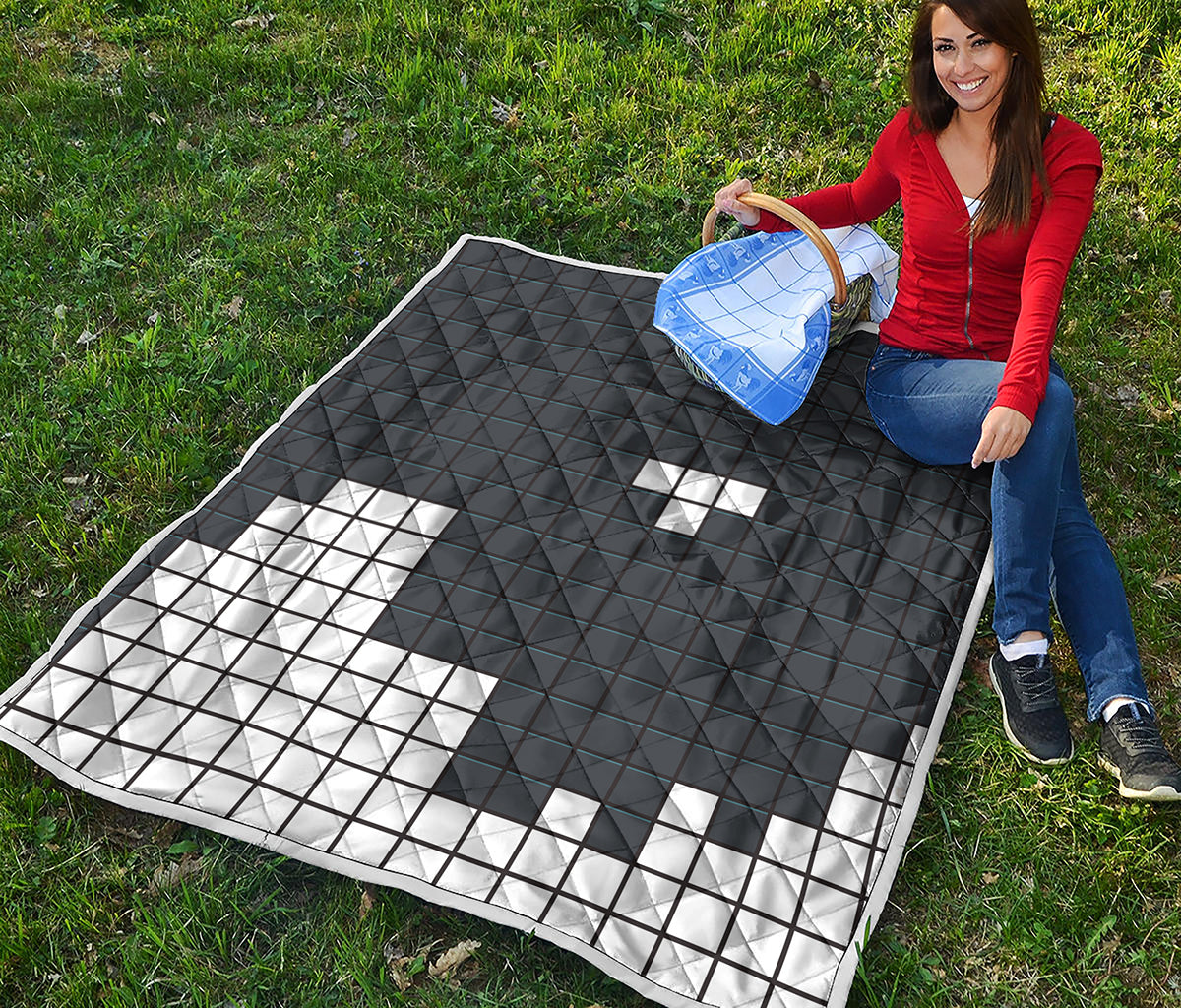 White Brick Puzzle Video Game Print Quilt