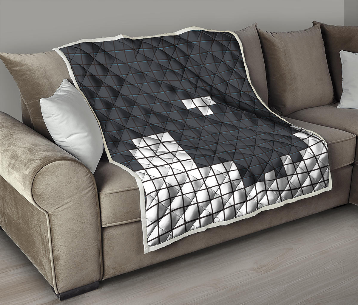 White Brick Puzzle Video Game Print Quilt