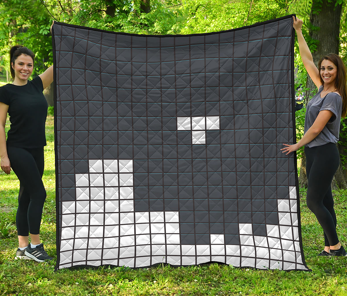 White Brick Puzzle Video Game Print Quilt