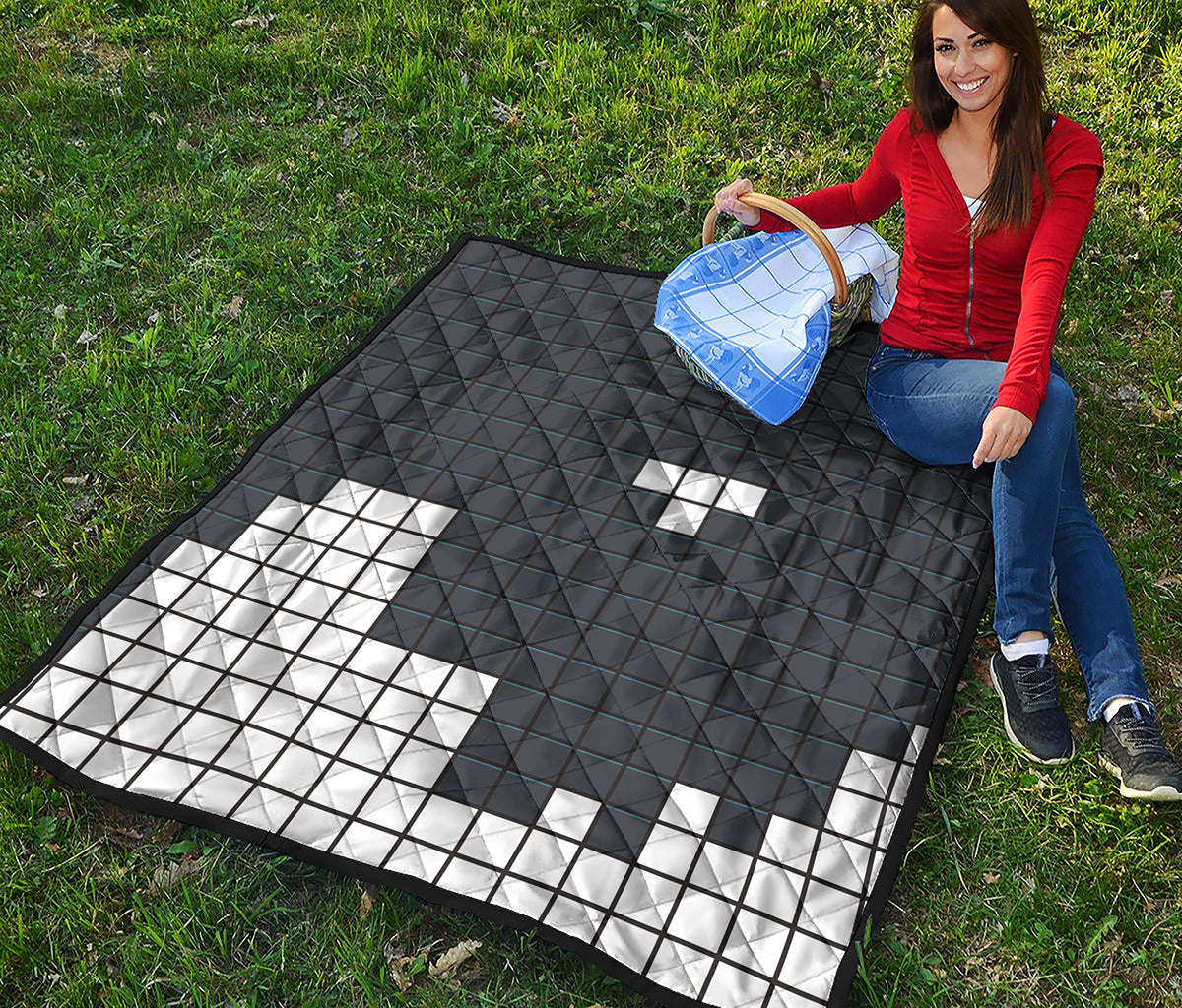 White Brick Puzzle Video Game Print Quilt