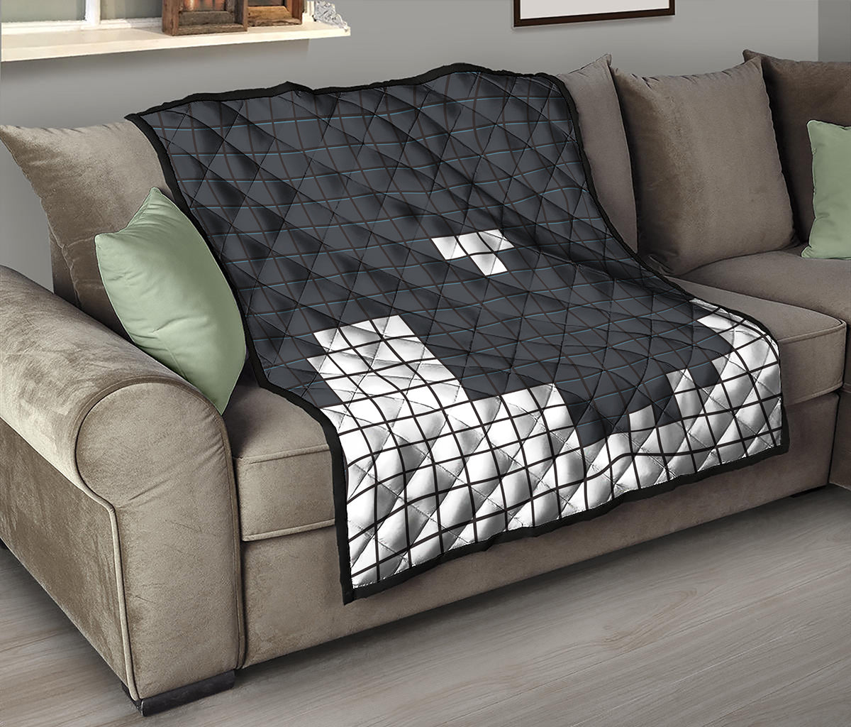 White Brick Puzzle Video Game Print Quilt