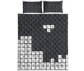 White Brick Puzzle Video Game Print Quilt Bed Set