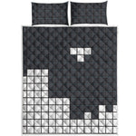 White Brick Puzzle Video Game Print Quilt Bed Set