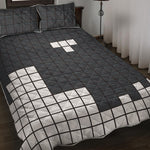 White Brick Puzzle Video Game Print Quilt Bed Set