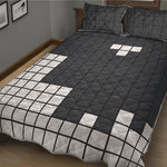 White Brick Puzzle Video Game Print Quilt Bed Set