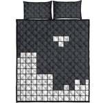 White Brick Puzzle Video Game Print Quilt Bed Set