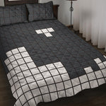 White Brick Puzzle Video Game Print Quilt Bed Set