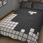 White Brick Puzzle Video Game Print Quilt Bed Set