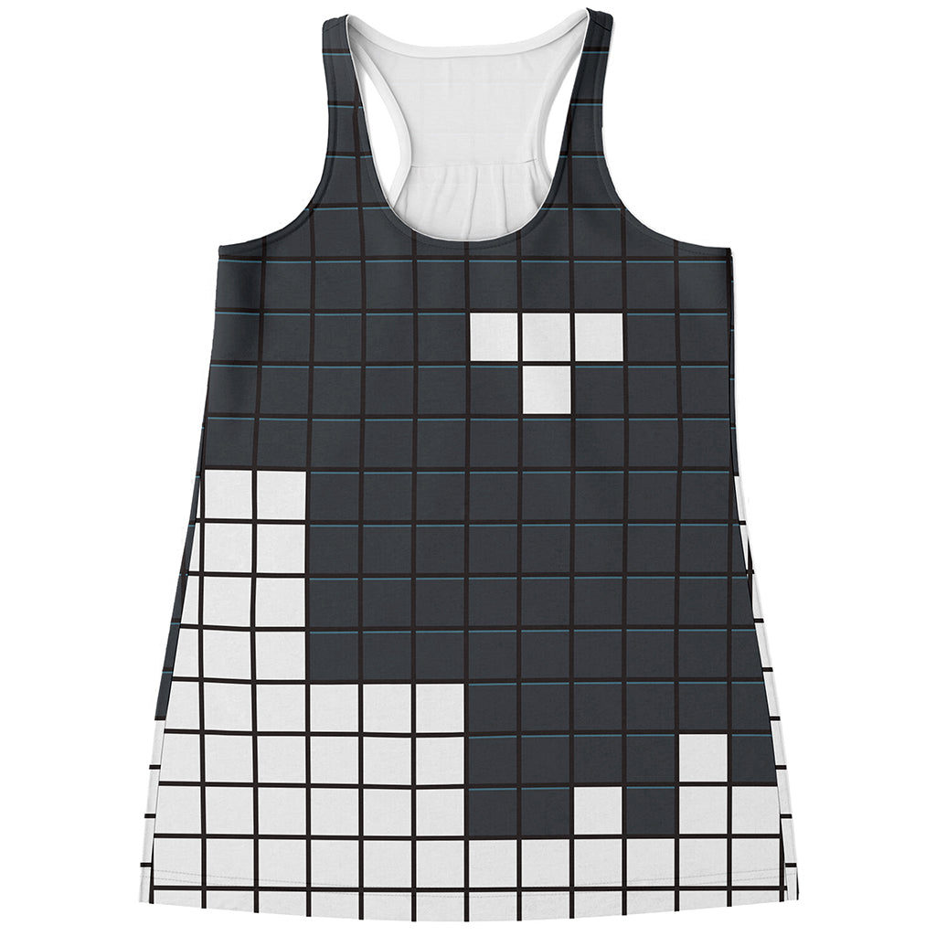 White Brick Puzzle Video Game Print Women's Racerback Tank Top
