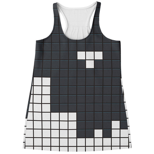 White Brick Puzzle Video Game Print Women's Racerback Tank Top