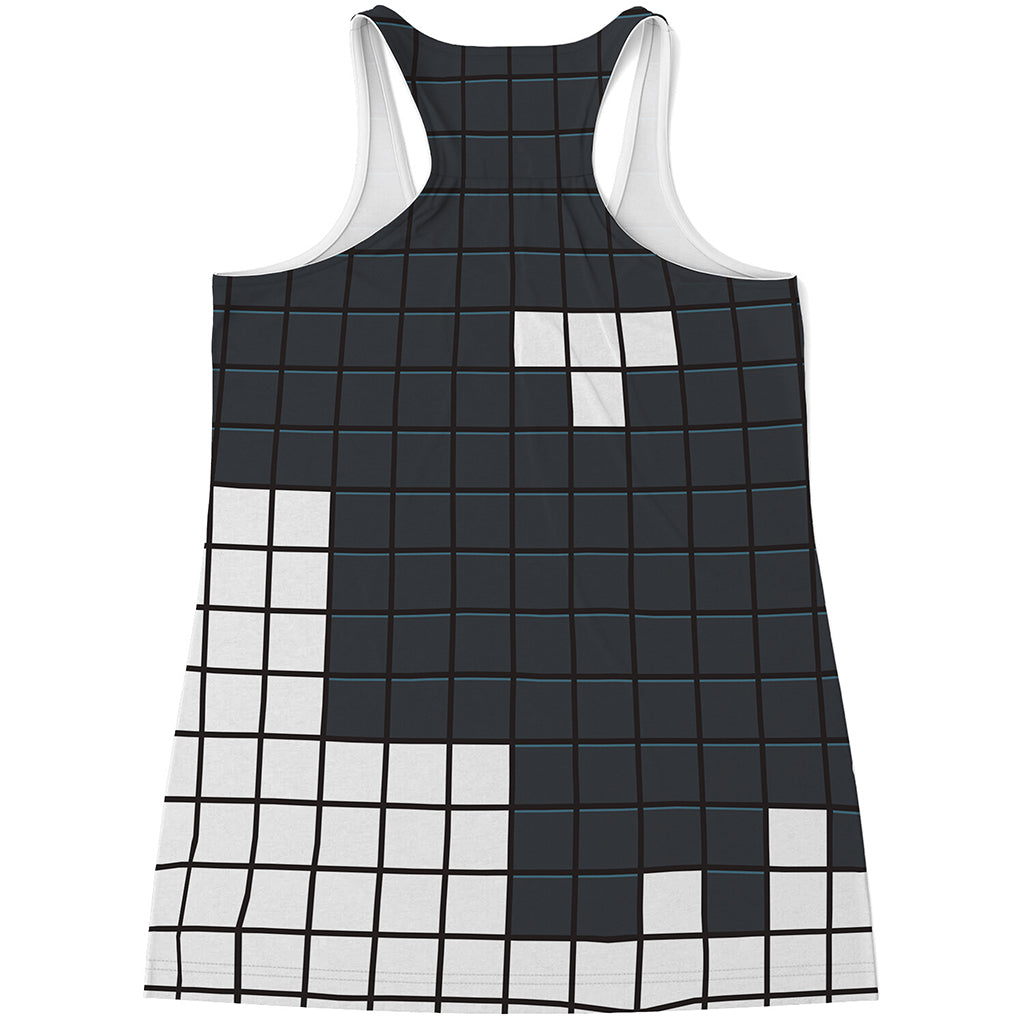 White Brick Puzzle Video Game Print Women's Racerback Tank Top